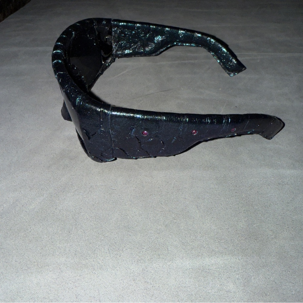 Futuristic Black Wraparound Genuine Python Sungla… - image 5